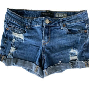 -aeropostale Midi Distressed Denim Shorts Size 0